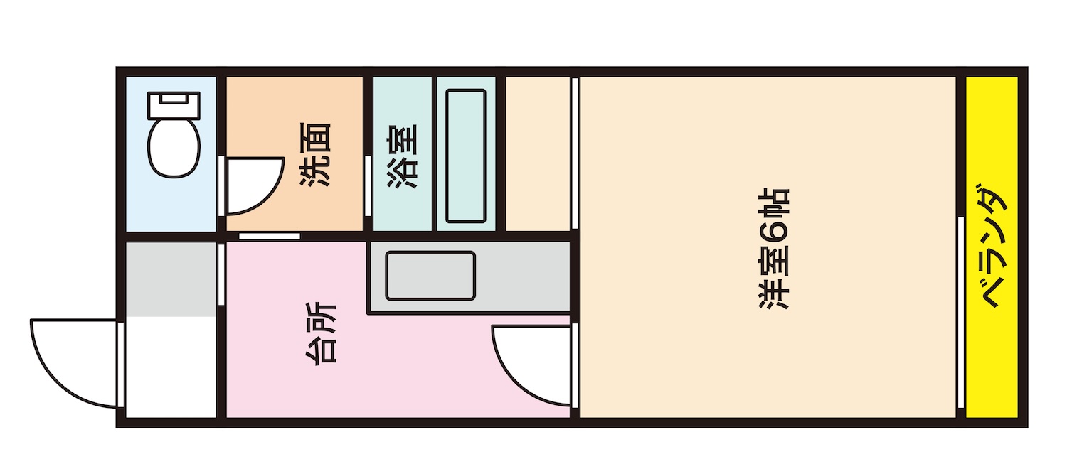 1K住居サンプル間取り